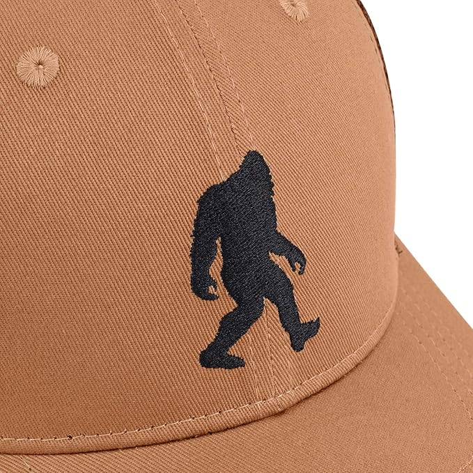 Mesh Bigfoot Hat Leather Cap for Men- Great Snapback Closure Sasquatch Hat for Hunting & Hiking