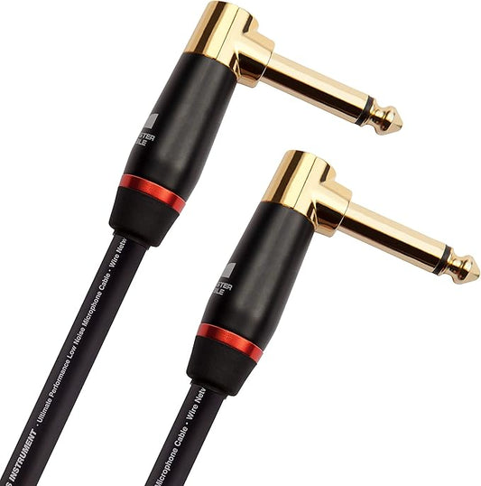 Monster Prolink Bass Guitar Cable - 8ft Right Angle to Right Angle, 95% Copper Braided Shield