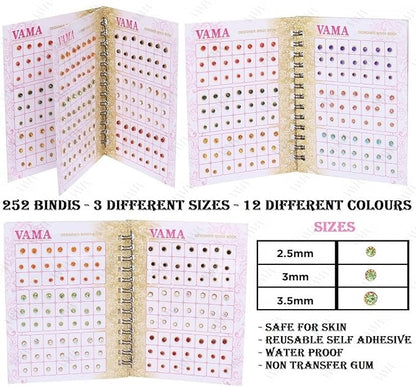 VAMA Multicolour Small Stone Indian Bindis Kumkum Forehead Bindis Book