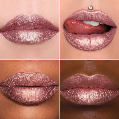 MAKI YIKA 3Pc Metallic Lipstick Long Lasting, Hot Pink Red Brown Glitter Lipsticks, High Shine Lipstick No Smudge No Transfer Liquid Lip Gloss (Hot Pink/Red/Brown)