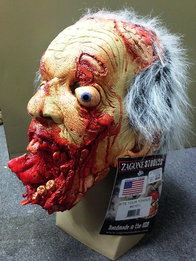 Zagone Bite Your Tongue Mask, Gory Zombie Dead Monster Roadkill