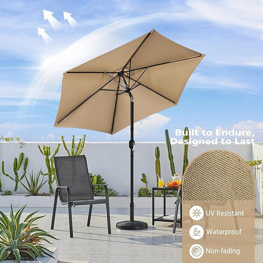 Yaheetech Patio Umbrella, 9' Outdoor Table Umbrella with Sturdy Ribs, Push Button Tilt and Crank for Pool, Yard, Garden, Deck