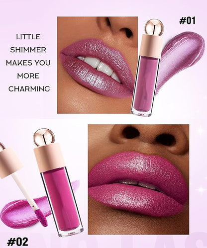 Shimmer Lip Gloss,Shine Liquid Lipstick Glossy Shimmer Finish, Glitter Sparkly Smooth Primer Lip Tint,Moisturizing Matte Lip Glaze Fine Glitter Waterproof Non-Stick Cup for Girls Women(#06)