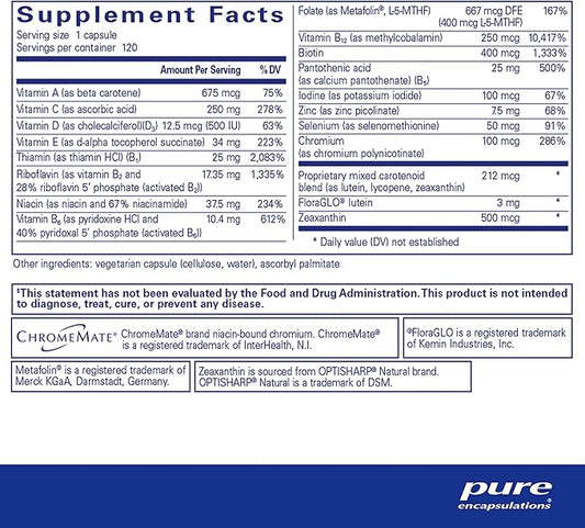Pure Encapsulations Multi T/D - Multivitamin & Mineral Supplement - for Daily Wellness, Cardiovascular & Immune Health* - Rich in Vitamins & Minerals - Gluten Free & Vegetarian - 120 Capsules