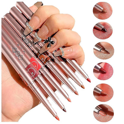 Lip Liner Set, 6 Colors Longwear and Pigmented Matte Lip Pencil Makeup, Smooth Application, Retractable Waterproof Lip Liner