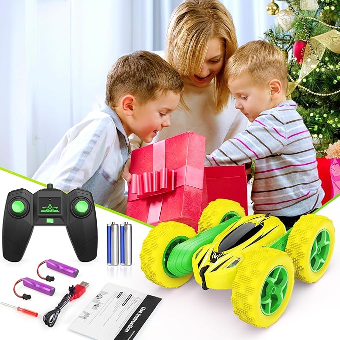Remote Control Car, RC Cars Toys, 2.4GHz 4WD Fast RC Car Kids Toys Double Sided 360° Rotating Monster Truck Toys for Girls RC Truck Toy Cars for Boys