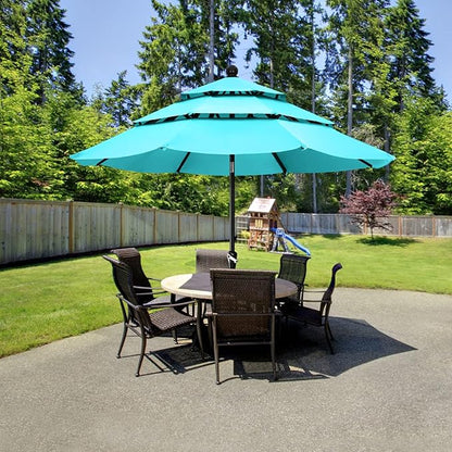 ABCCANOPY Patio Umbrellas 3 Tiers 9FT (Turquoise)