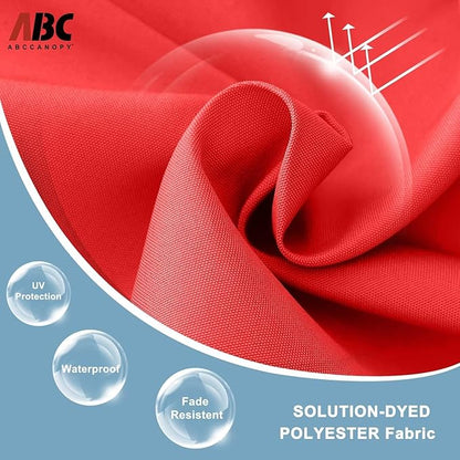 ABCCANOPY Durable Solar Led Patio Umbrellas with 32LED Lights 9FT (Red)