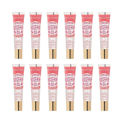 Ruby Kisses Broadway Vita-Lip Clear Lip Gloss (Rosehip Oil 12 Pack), Ultra-Hydrating & Soothing Formula with Vitamin Oils, High-Shine Non-Sticky Finish, Healing Glossy Lip Balm With Vitamin A