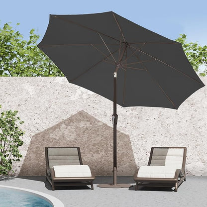 PatioKingdom 9FT Patio Outdoor Umbrella-UPF 50+ Sun Shade with Wind Vent, Push-Button Tilt & Smooth Crank Lift, Rust-Resistant Fiberglass Frame for Garden, Backyard,Yard