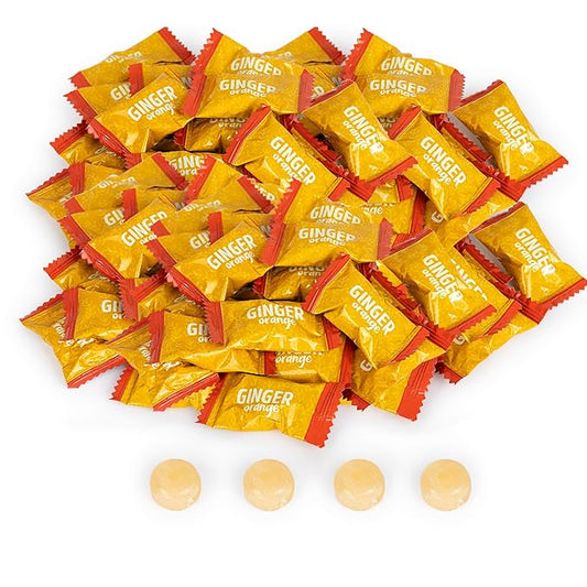 Ginger Hard Candy, Citrus Orange 2 lb bag, Individually Wrapped Healthy Candy, The Sweet and Spicy Natural Remedy for Anti-Nausea and Digestion, Made with Real Ginger Extract