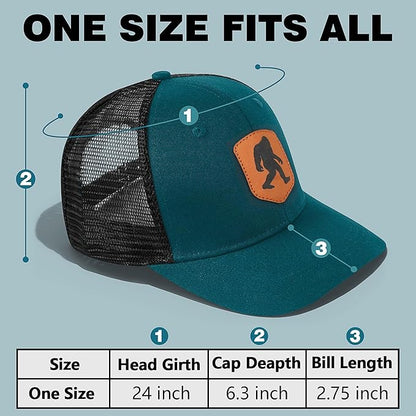 Mesh Bigfoot Hat Leather Cap for Men- Great Snapback Closure Sasquatch Hat for Hunting & Hiking