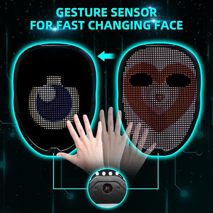 Ompusos LED Mask with Gesture Sensing - Light up mask for Costume Cosplay Party Masquerade - Kids, Men, Women