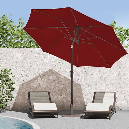 PatioKingdom 9FT Patio Outdoor Umbrella-UPF 50+ Sun Shade with Wind Vent, Push-Button Tilt & Smooth Crank Lift, Rust-Resistant Fiberglass Frame for Garden, Backyard,Yard