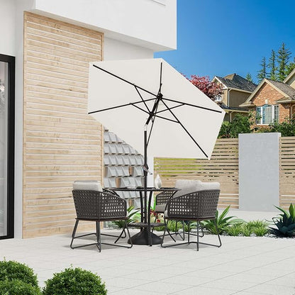 7.5FT Patio Umbrella Table Market Umbrella w/Tilt and Crank Heavy-Duty Round Outdoor Umbrellas for Garden, Deck, Backyard, Pool and Beach, Cream-White