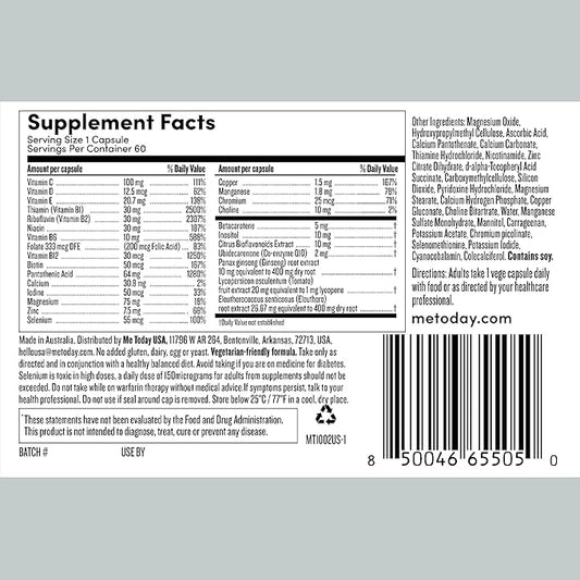 Multivitamin for Men, Mineral Supplements with 27 Vitamins, Minerals and Herbs, Including D, C, A, B, Biotin and Zinc, Vegetarian | General Health Supplements | 60 Capsules