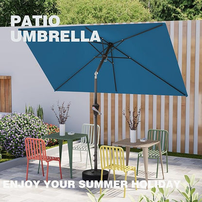 6.5' x 10' Rectangular Patio Umbrellas for Outdoor, Outdoor Table Umbrella, Large Outdoor Patio Umbrellas with 6 Sturdy Ribs for Market, Garden, Pool (Lake Blue)