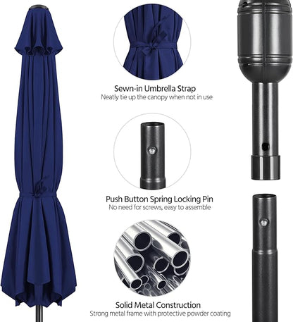 Yaheetech Patio Umbrella, 10FT Outdoor Table Market Umbrella with Push Button Tilt and Crank, Yard Umbrella with 8 Sturdy Ribs for Garden, Deck, Backyard, Pool