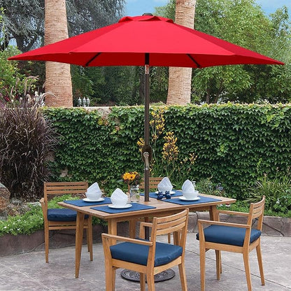 Blissun 7.5 ft Patio Umbrella, Yard Umbrella, Outdoor Market Umbrella with Push Button Tilt Crank (Red)