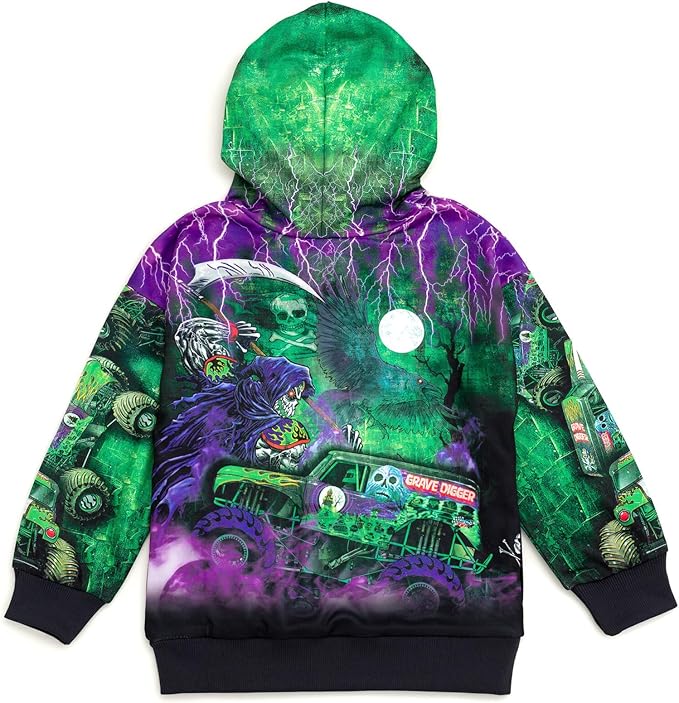 Monster Jam Fleece Pullover Hoodie Toddler to Big Kid Grave Digger El Toro Loco Megalodon Sparkle Smash