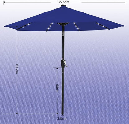 ABCCANOPY Durable Solar Led Patio Umbrellas with 32LED Lights 9FT (Royal Blue)