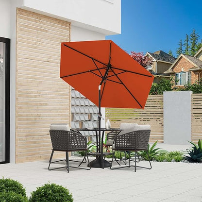 7.5FT Patio Umbrella Table Market Umbrella w/Tilt and Crank Heavy-Duty Round Outdoor Umbrellas for Garden, Deck, Backyard, Pool and Beach, Orange
