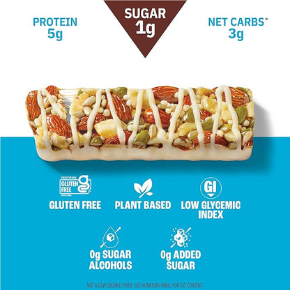 Munk Pack Nut & Seed Snack Bar - 6g Protein, 1g Sugar, 3g Net Carbs, Low Sugar, Keto, and Gluten Free Snack for Adults and Kids, Macadamia White Chocolate – 4.92 oz, 12 Pack