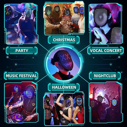 Ompusos LED Mask with Gesture Sensing - Light up mask for Costume Cosplay Party Masquerade - Kids, Men, Women