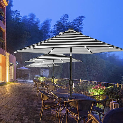 Blissun 7.5 ft Solar Umbrella, 18 LED Lighted Patio Umbrella, Table Market Umbrella