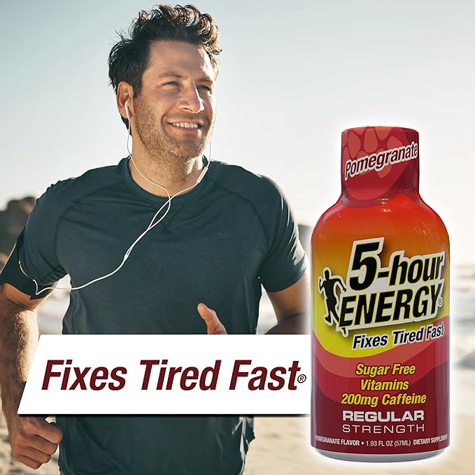 5-hour ENERGY Regular Strength Energy Shot, Pomegranate Flavor (1.93 oz. - 24 Count) Zero Calories & Sugar-Free 200 mg Caffeinated Shot, Amino Acids & B Vitamins, Dietary Supplements