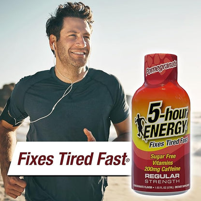 5-hour ENERGY Regular Strength Energy Shot, Pomegranate Flavor (1.93 oz. - 24 Count) Zero Calories & Sugar-Free 200 mg Caffeinated Shot, Amino Acids & B Vitamins, Dietary Supplements