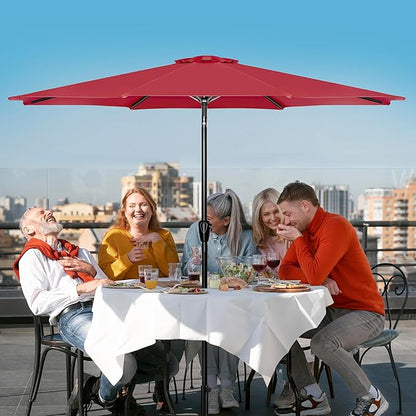 Simple Deluxe 9' Patio Umbrella Outdoor Table Market Yard Umbrella with Push Button Tilt/Crank