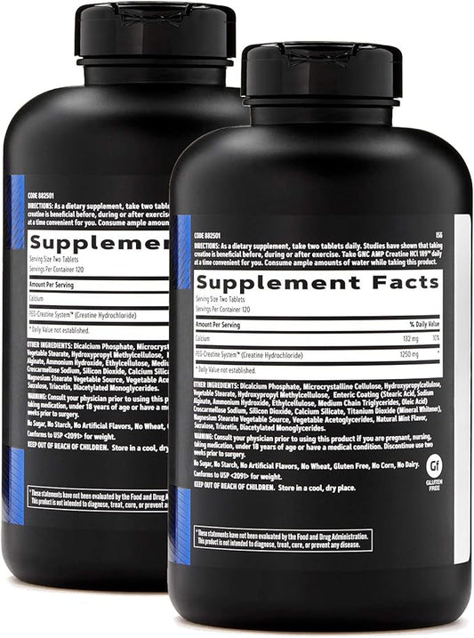 GNC AMP Creatine HCl 189 | Targeted Muscle Builder and Recovery Supplement | Fast Absorbing Performance Blend | 480 Count