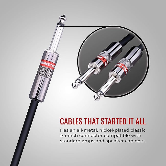 Monster Prolink Classic Speaker Cable - 3FT Straight to Straight Instrument Cable - 1/4-Inch Plugs - Guitar Cord w/Superior Signal Transfer, Noise Reduction, Duraflex Outer Jacket