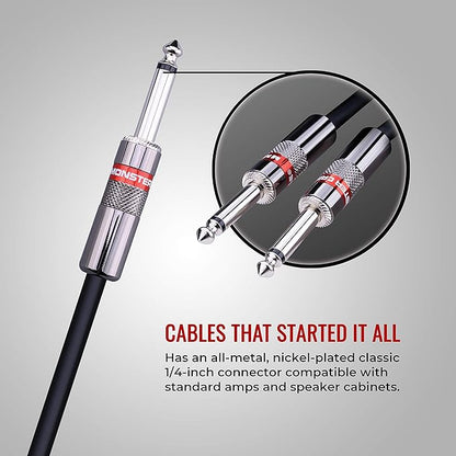Monster Prolink Classic Speaker Cable - 3FT Straight to Straight Instrument Cable - 1/4-Inch Plugs - Guitar Cord w/Superior Signal Transfer, Noise Reduction, Duraflex Outer Jacket