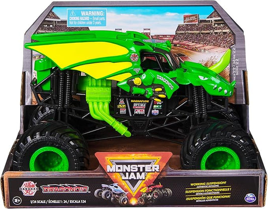 Monster Jam, Bakugan Dragonoid Monster Truck - Green, 1:24 Scale Die-Cast Vehicle-Chrome Rims and BKT Tread Tire for Playsets, Collectible for Fans & Birthday Parties, Kids Ages 3+