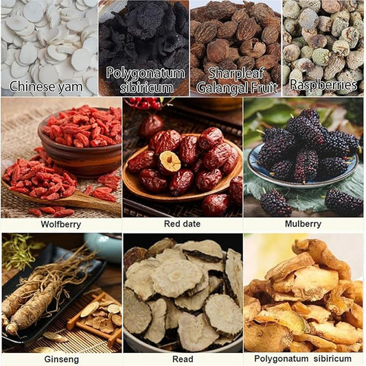Ginseng And Wolfberry Tea,Ginseng Nine Treasure Tea,Red Date Wolfberry Mulberry Tea Organic Kidney Cleanse Chinese Herbal Red Ginseng Tea For Men Women (1Bag)