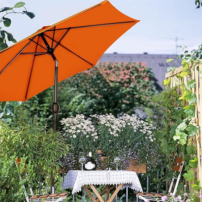 Blissun 7.5 ft Patio Umbrella, Yard Umbrella, Outdoor Market Umbrella with Push Button Tilt Crank, Orange