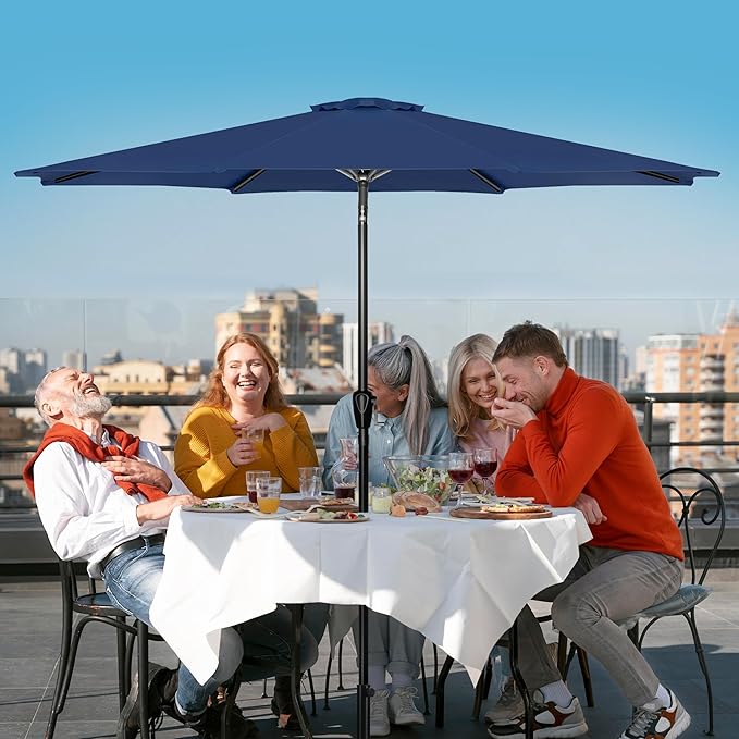 Simple Deluxe 9' Patio Umbrella Outdoor Table Market Yard Umbrella with Push Button Tilt/Crank