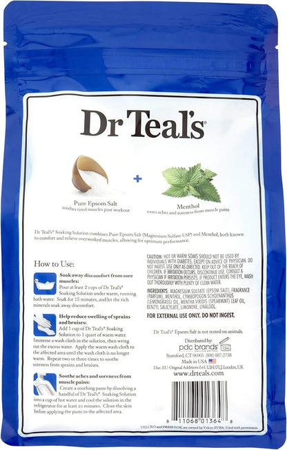 Dr Teal's Epsom Salt Bath Combo Pack (6 lbs Total), Relax & Relief with Eucalyptus & Spearmint, and Pre and Post Workout with Magnesium Sulfate and Menthol