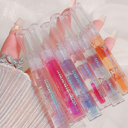 2Pcs Plumping Lip Gloss, Lustrous Dewy Finish Moisturizing Shimmer Color Changing Lip Stain Tinted Lip Balm Long Lasting Nourishing Reduce Lips Lines Plumping Serum Lip Oil Care