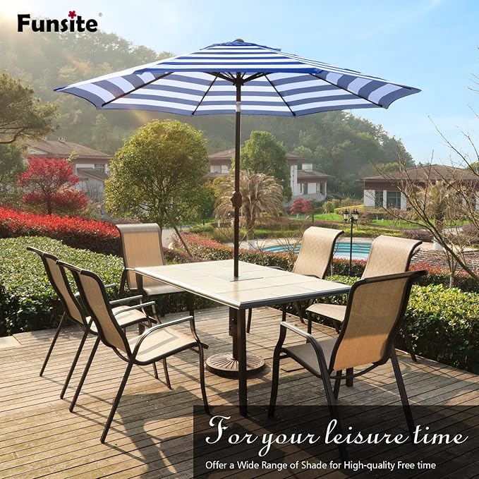7.5Ft/9Ft Patio Umbrella, UV Protect Pool Umbrella with Heavy Duty Pole,Outdoor Umbrella with Push Botton Tilt & Crank