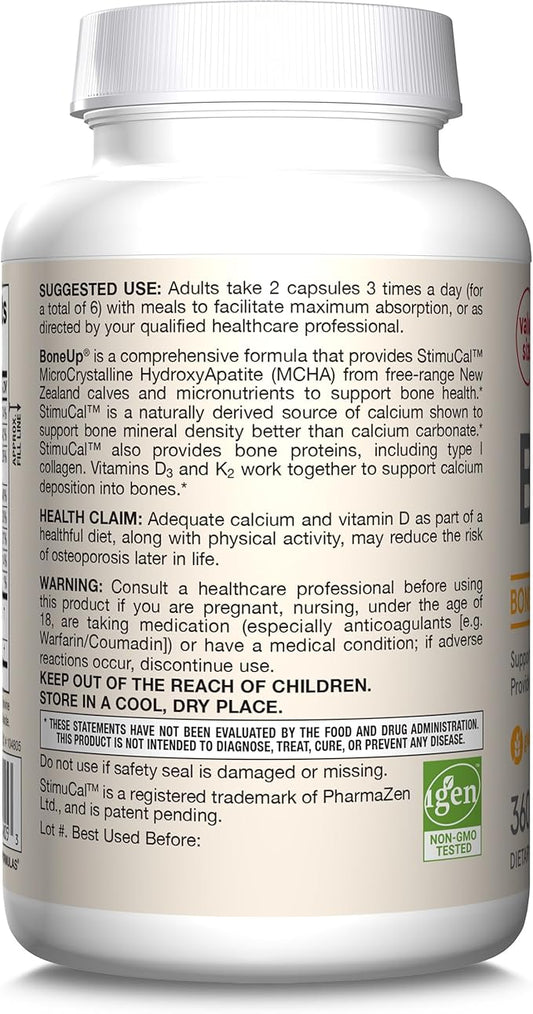 Jarrow Formulas BoneUp for Bone Density and Skeletal Nutrition, Includes Vitamin D3, K2 (as MK-7) and Calcium, 360 Capsules, Up to a 60 Day Supply
