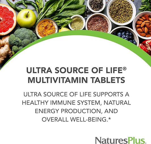 Natures Plus Ultra Source of Life Multivitamin - 90 Tablets - Supports Immune Health, Energy & Overall Well-Being - with Lutein & Vitamin D3 - Vegetarian & Gluten Free - 30 Servings