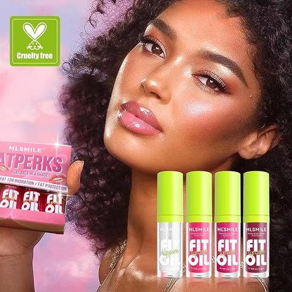 4 Colors Fat Oil Lip Gloss, Lip Oil Lip Glaze Hydrating Lip Glow Oil Big Brush Head Moisturizing Lip Gloss, Shiny Transparent Tinted Plumping Lip Oil Nourishing Non-sticky (A#)