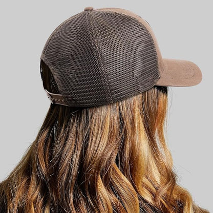 Mesh Bigfoot Hat Leather Cap for Men- Great Snapback Closure Sasquatch Hat for Hunting & Hiking