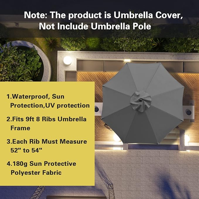 Sunnyglade 9ft Patio Umbrella Replacement Canopy Market Umbrella Top Outdoor Umbrella Canopy with 8 Ribs