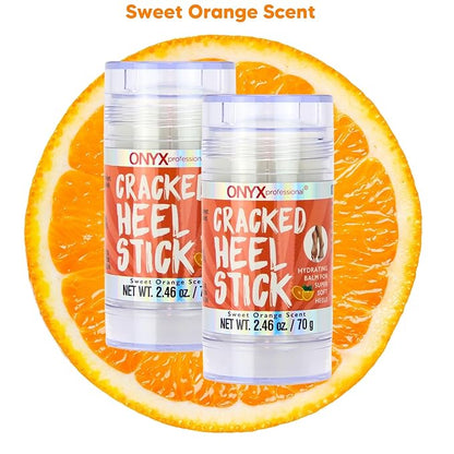 Onyx Professional Cracked Heel Repair Balm Stick for Dry Cracked Feet Treatment, Orange Scent, 2 pack - Moisturizing Foot Balm, Rolls On, No Mess Like Foot Cream or Foot Lotion, Heel Treatment