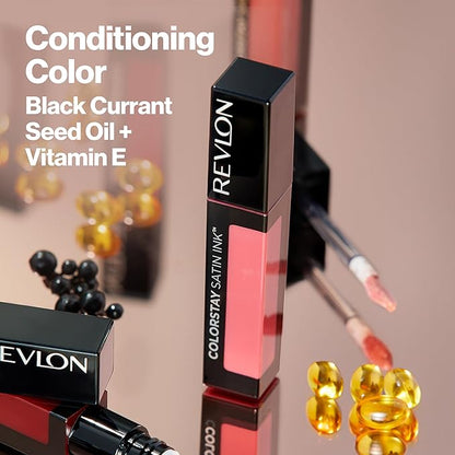 Revlon ColorStay Satin Ink Liquid Lipstick, Longwear Rich Lip Colors, Formulated with Black Currant Seed Oil, 024 Perfect Storm, 0.17 fl oz