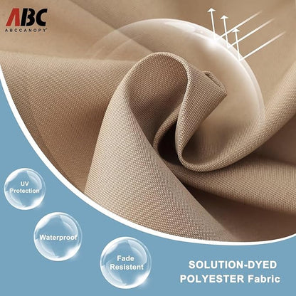 ABCCANOPY 10FT Durable Solar Led Patio Umbrellas with 32LED Lights (Khaki)